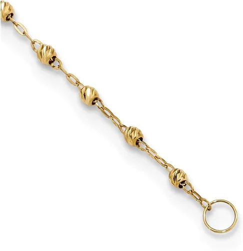 Miniatura 3 de Diamond2Deal Oro amarillo de 14 quilates pulido y corte de diamante con 3 pulgadas ext. Collar de rosario, regalo de joyería fina para mujer, Metal