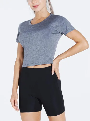 Miniatura 2 de CADMUS Camisetas cortas de entrenamiento para mujer, con espalda cruzada, ajuste seco, manga corta, 3 piezas