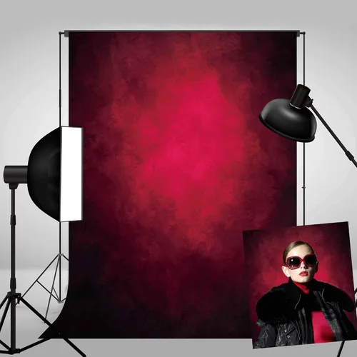 Fondos de fotografía de retrato rojo abstracto de 5 x 7 pies para sesión de fotos, accesorios de cabina de estudio con bolsillo grueso de rodillo de