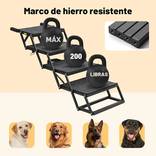 Miniatura 4 de Veehoo Escalones plegables para perros grandes, rampa plegable de 4 escalones para vehículos de automóvil de 17 pulgadas de ancho, escalera portátil