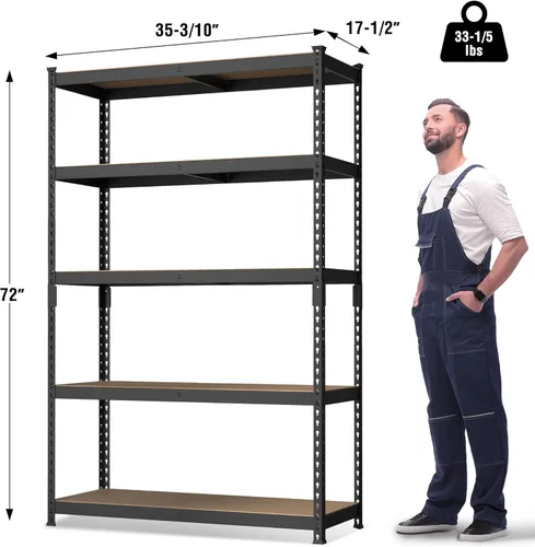 Miniatura 3 de WORKPRO Estantería con tablero de MDF, 35-3/10"W x 17-1/2"D x 72"H, 1650LBS Carga