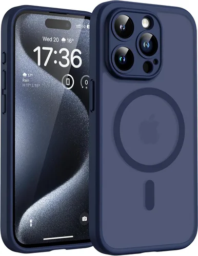 Miniatura 127 de TOCOL Funda magnética 3 en 1 para iPhone 14 Pro, mejorada [protección completa de cámara] con 2 protectores de pantalla, funda de grado militar Azul