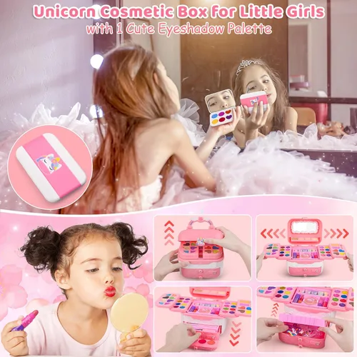 Miniatura 4 de Kit de maquillaje para niños de 80 piezas para niños de 3, 4, 5, 6, 7, 8 años, juguete de unicornio para niñas pequeñas, cumpleaños, juguetes