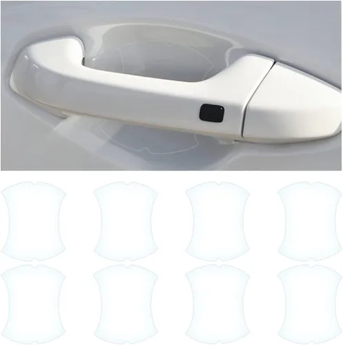 Miniatura 14 de 8 unidades de calcomanías para manija de puerta de coche, protector antiarañazos de fibra de carbono para taza de puerta de coche, película