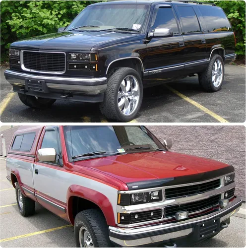 Miniatura 9 de Conjunto de faros delanteros para 1994-1998 Chevy Silverado/Suburban/Tahoe / C10 Pickup/C/K 1500 2500 3500 Camioneta, carcasa negra con reflector