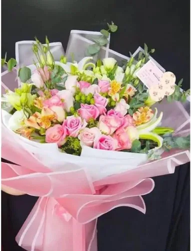 Miniatura 7 de VOWOVOSDAY 20 piezas de papel de regalo de flores, papel de regalo impermeable de 23 x 23 pulgadas, utilizado para manualidades, día de San 1-Rosa