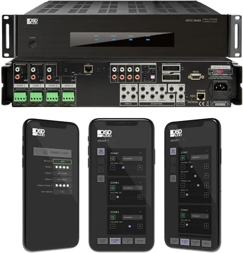 Miniatura 11 de OSD Audio Nero Max12: Amplificador de 6 zonas y 6 fuentes, potencia de 80W, control de audio multisala, integración de aplicaciones para iOS y 12