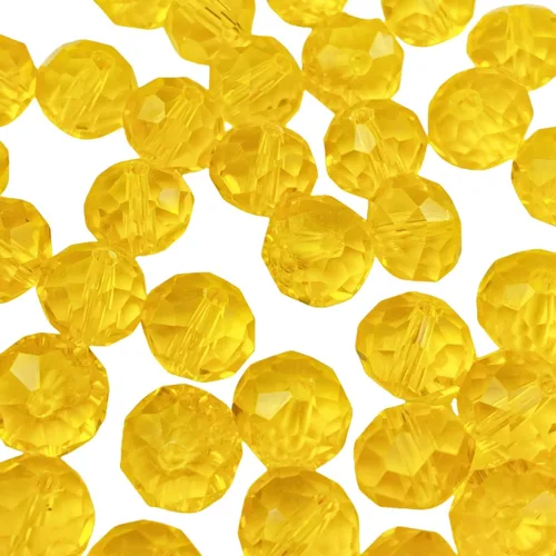 Miniatura 24 de 50 piezas de cuentas de cristal facetadas de 10 mm con orificio para pulseras, collares, aretes, joyería DIY, manualidades (Amarillo Dorado)