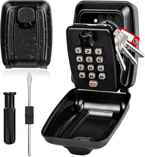 Miniatura 9 de HUANLANG Caja de bloqueo de llave para exterior, caja de bloqueo de combinación de 12 dígitos, caja de seguridad impermeable con código, llave