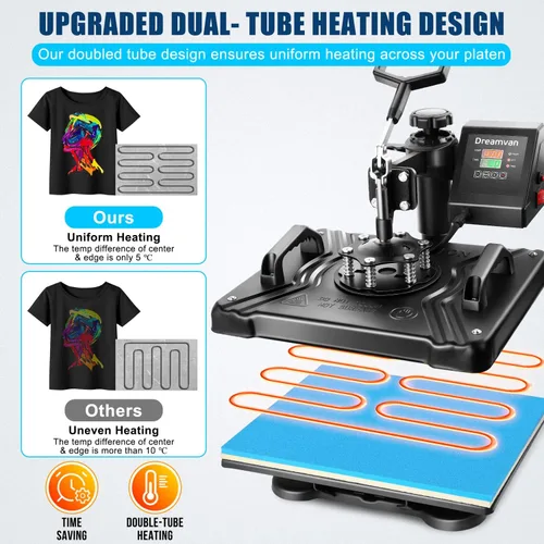 Miniatura 3 de WHUBEFY Prensa de Calor, Máquina de Impresión de Camisetas 5 en 1 de 15"x12" Máquina de Transferencia de Calor Industrial Digital, Máquina de Prensa