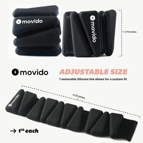 Miniatura 7 de Movido - Pesas ajustables para muñeca y tobillo 1 libra cada una (2 por juego) Pesos ajustables para entrenamiento para mujeres y hombres