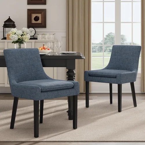 Miniatura 39 de MALOL Juego de 2 sillas de comedor tapizadas en corduroy con patas de madera, sillas de cocina laterales acolchadas de respaldo medio para comedor