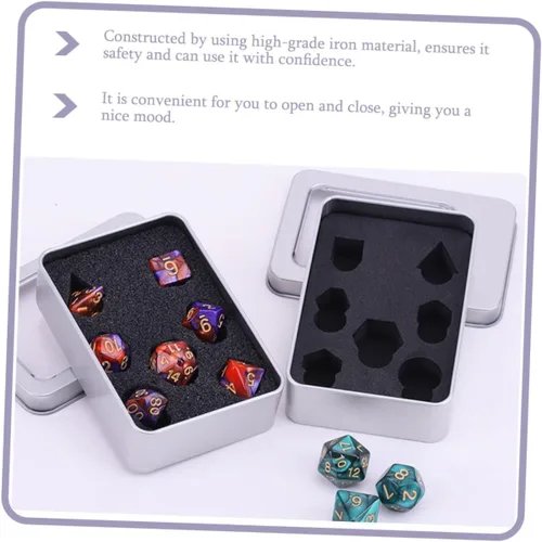 Miniatura 4 de TOYANDONA Caja de almacenamiento de dados de 8 piezas, mini contenedores con tapa, caja de dados de metal, soportes de metal, caja organizadora