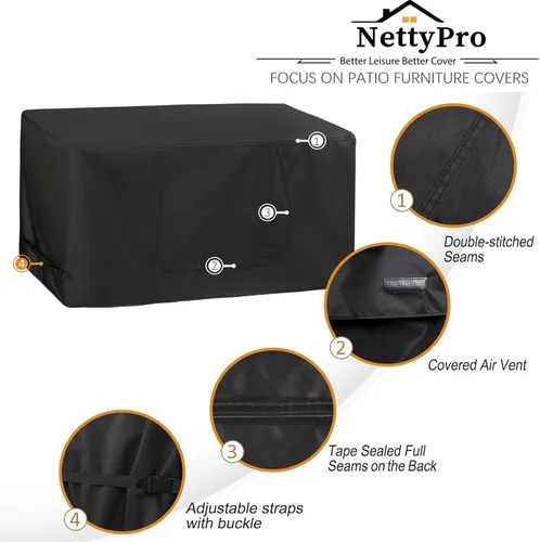 Miniatura 4 de NettyPro Cubierta para caja de cubierta, resistente a la decoloración, resistente a la decoloración, para patio al aire libre, funda de banco