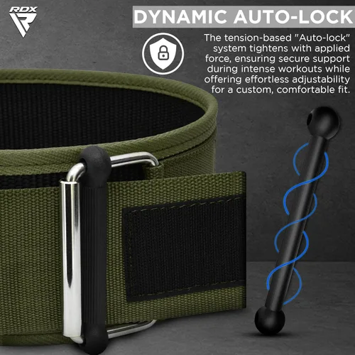 Miniatura 3 de Cinturón de levantamiento de pesas RDX - AUTO LOCK 4" Premium ajustable para gimnasio para entrenamiento cruzado olímpico - Soporte para hombres