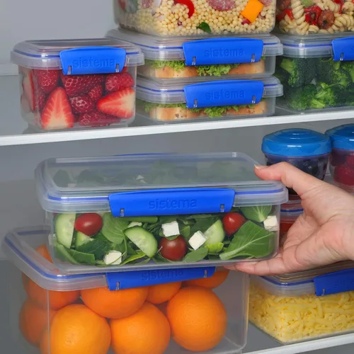 Miniatura 4 de Sistema KLIP IT Rectangular Collection Recipiente de almacenamiento de alimentos, 33.8 onzas/1.0 L, transparente/azul, 3