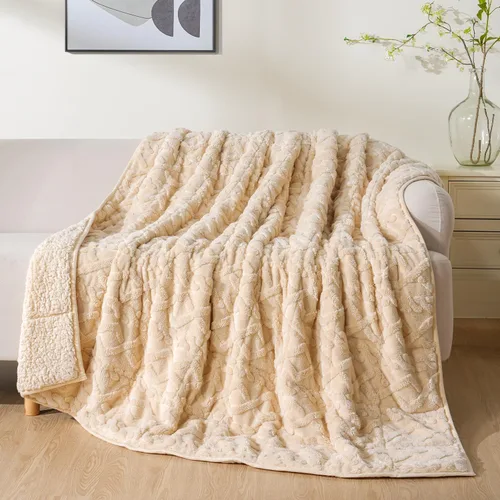 Miniatura 12 de Uttermara Manta con Peso para Adultos Tamaño Twin 12 libras 48x72 pulgadas, Manta con Peso de Sherpa Jacquard Suave de Doble Cara, Manta Gruesa