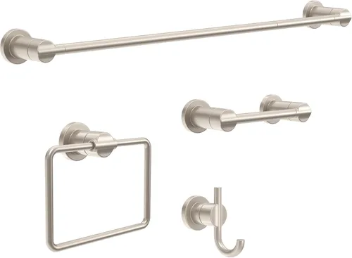 DELTA FAUCET NIC64-DN Nicoli - Juego de 4 piezas de accesorios de baño de 18 a 24 pulgadas, toallero, soporte para papel higiénico, anillo para
