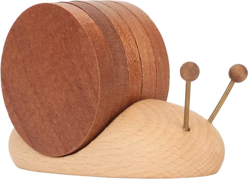 Miniatura 7 de Posavasos de madera, juego de posavasos de caracol, juego de posavasos de madera, divertidos posavasos lindos, posavasos de madera para bebidas