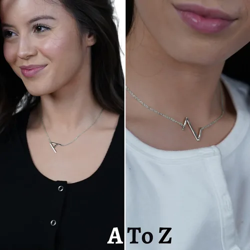 Miniatura 4 de Sterling Silver Sideways Initial Necklace - Initial Necklaces for Women - Letter Necklace for Women - Initial Necklace - Letter Necklace - Initial
