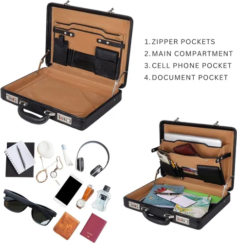 Miniatura 7 de DA LV - Maletín de cuero de grano completo para hombre, bolsa para laptop de negocios, bolsa de cuero hecha a mano importada, adjunta, regalos