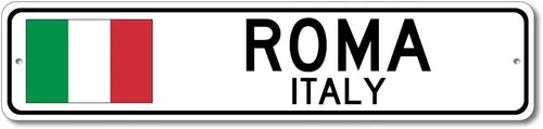 Roma Italia - Letrero de bandera italiana - Letrero de metal para decoración del hogar, decoración de pared de restaurante italiano, letrero de