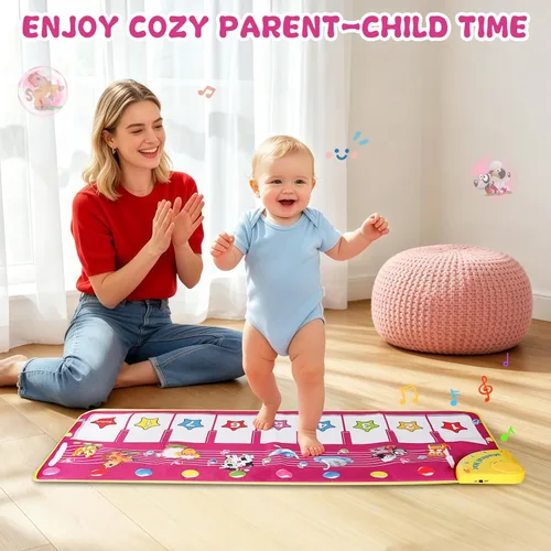 Miniatura 5 de M Sanmersen - Tapete para piano de piso, tapete musical de juguetes para niños, tapete de juego con teclado de 39.5 pulgadas, manta de música Morado