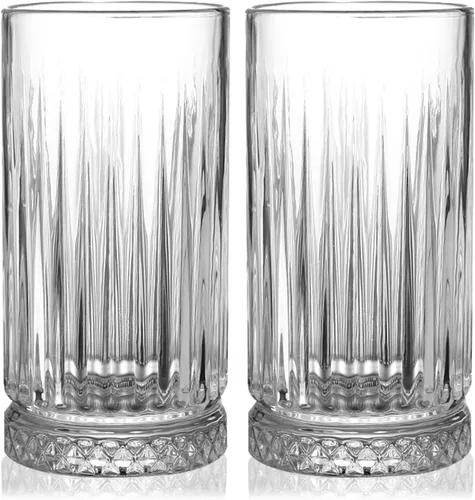 Miniatura 10 de Vasos Highball [Juego de 4] - Vasos de vidrio vintage de 15 onzas ideales para fiestas de cena - Textura única, aptos para lavavajillas