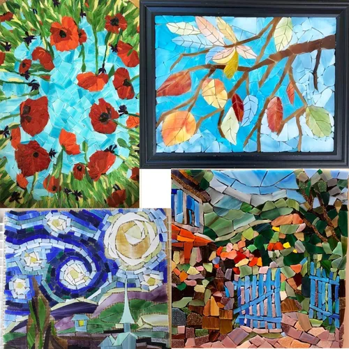 Miniatura 8 de Lanyani Paquete de 10 hojas variadas de vitrales, azulejos de mosaico de vidrio catedral grandes de 4 x 6 pulgadas para manualidades, colores mixtos