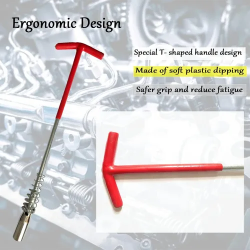 Miniatura 5 de Llave de tubo de bujía de 5/8 pulgadas/16MM, herramienta de bujía de motor flexible en forma de T, herramienta universal de extracción de bujías