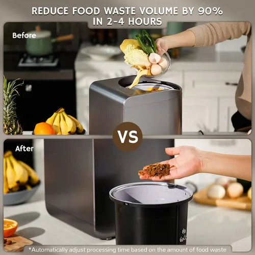 Miniatura 3 de Airthereal Bundle Compostadores eléctricos de cocina Revive 1 gris y 1 blanco, capacidad de 2.5 L con triple cuchilla SHARKSDEN®, convierte