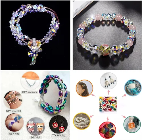 Miniatura 7 de 300 piezas de cuentas de cristal rondelle de 4 mm para hacer joyas, cuentas de cristal facetadas redondas de AB para joyería, cuentas espaciadoras