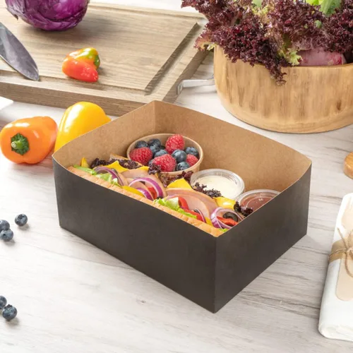 Miniatura 3 de Restaurantware Bio Tek - Bandejas de hamburguesas de 8.4 x 6 x 3.5 pulgadas, 100 bandejas de papel desechables para alimentos, bandejas de papel