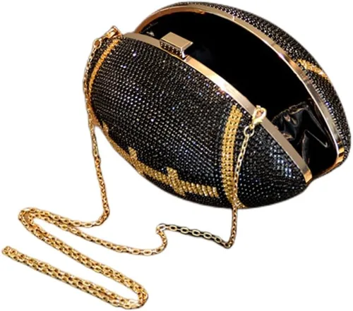 Miniatura 29 de UMREN Bolso cruzado con forma de baloncesto para mujer, con diamantes de imitación, bola redonda de cristal, bolso de mano para fiesta de boda