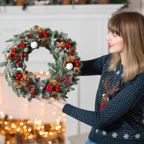 Miniatura 4 de 48 piezas de púas y aerosoles de Navidad, púas florales de árbol de Navidad, púas de acebo, tallos de bayas rojas, spray de vegetación para Bonito