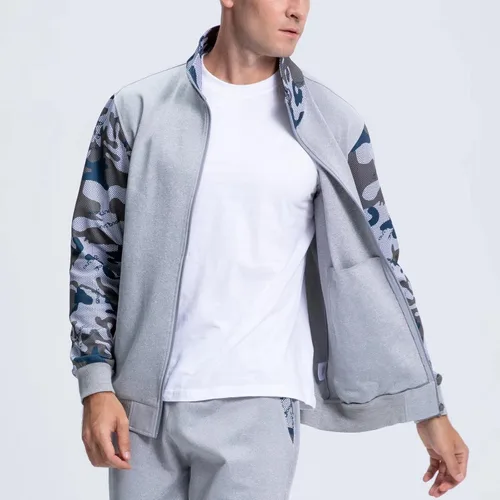 Miniatura 6 de MAGCOMSEN Conjunto deportivo de 2 piezas para hombre, con cremallera completa, traje deportivo para hombre, trajes casuales de camuflaje