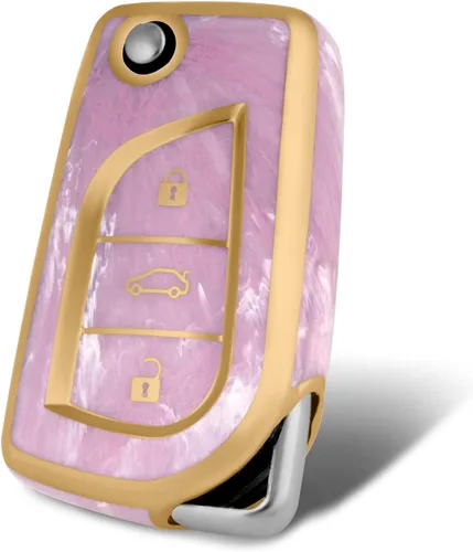 Miniatura 10 de Compatible con funda para llavero Toyota con patrón dorado, TPU suave, protección de 360 grados, para llave inteligente Fortuner Tundra Camry RAV4