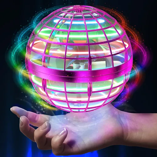 AMERFIST Juguete de Bola de Orbe Volador 2025, Globo Cósmico Boomerang Bola Flotante Fidget Spinner Galáctico, Órbita de Dron de Mano, Juguetes Rosa