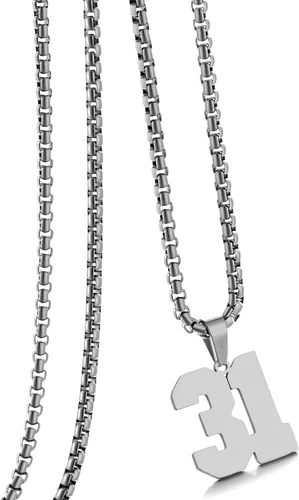 Miniatura 134 de Collar de Número Dorado para Hombre, Cadena de Acero Inoxidable con Colgante de Número para Atletas, Joyería Deportiva Personalizada para Niños