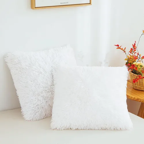 Miniatura 14 de Besfunny Juego de 2 fundas de almohada de pelo sintético negro, mullidas y peludas para decoración de dormitorio, fundas de almohada negras suaves