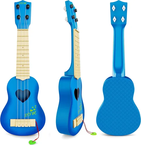 Miniatura 4 de YEZI - Ukelele clásico de juguete para niños, tipo guitarra, instrumento musical, azul