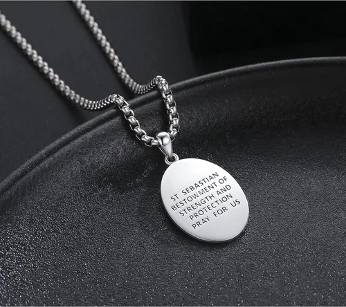 Miniatura 114 de Collar de plata de ley 925 con medalla de San Patrón, colgante de protección católica, amuleto, joyería religiosa para hombres y mujeres
