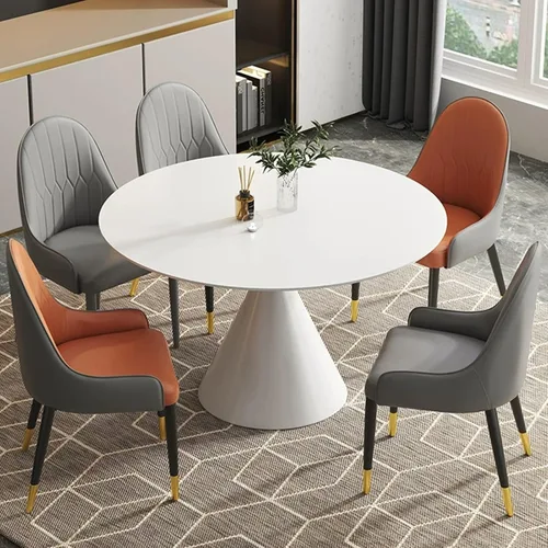 Miniatura 2 de Silla de comedor de cocina de cuero PU, sillones, asientos ergonómicos, patas de metal de acero al carbono resistentes, sillas para el hogar (gris)
