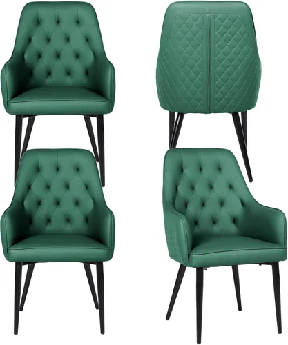 Miniatura 13 de Juego de 4 sillas de comedor modernas, tapizadas de piel sintética, sillas de comedor, silla de cocina, silla con brazo copetudo con patas de metal