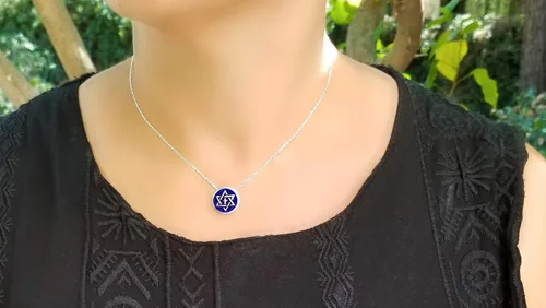 Miniatura 5 de Alef Bet by Paula Collar de cruz y estrella judía de David para mujer