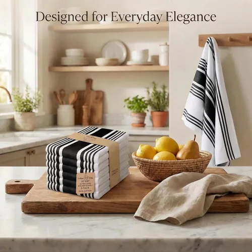 Miniatura 5 de Urban Villa Toallas de cocina 100% algodón, paquete de 6, altamente absorbentes, de secado rápido, súper suaves, de primera calidad, para cocina