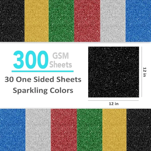 Miniatura 2 de SANZIX 30 hojas de papel de cartulina negra con purpurina de 12x12" - 110lb 300 GSM papel premium con purpurina brillante para Cricut, decoraciones