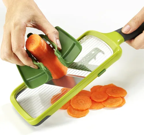 Miniatura 3 de Joseph Joseph Mandolina manual de agarre múltiple para cocina, rebanadora de frutas y verduras con agarre para alimentos y cuchillas ajustables