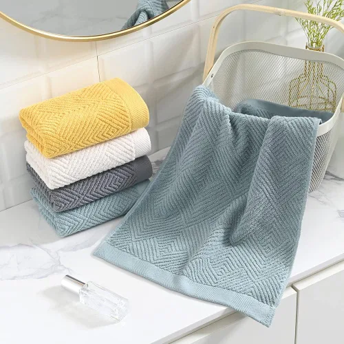 Miniatura 8 de sense gnosis Toalla de mano a rayas de espiga gris de primera calidad, 100% algodón, ultra suave, altamente absorbente, juego de 2 toallas de mano