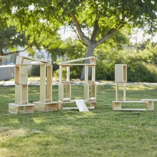 Miniatura 10 de ECR4Kids - Juego de bloques y arcos apilables de madera, juguetes Montessori, natural, 18 piezas